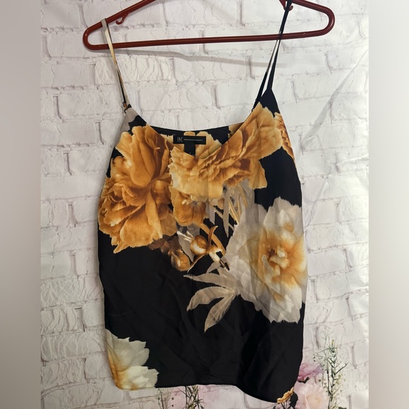 INC International Concepts Tops - INC International Concepts Women's Black and Gold Floral Camisole